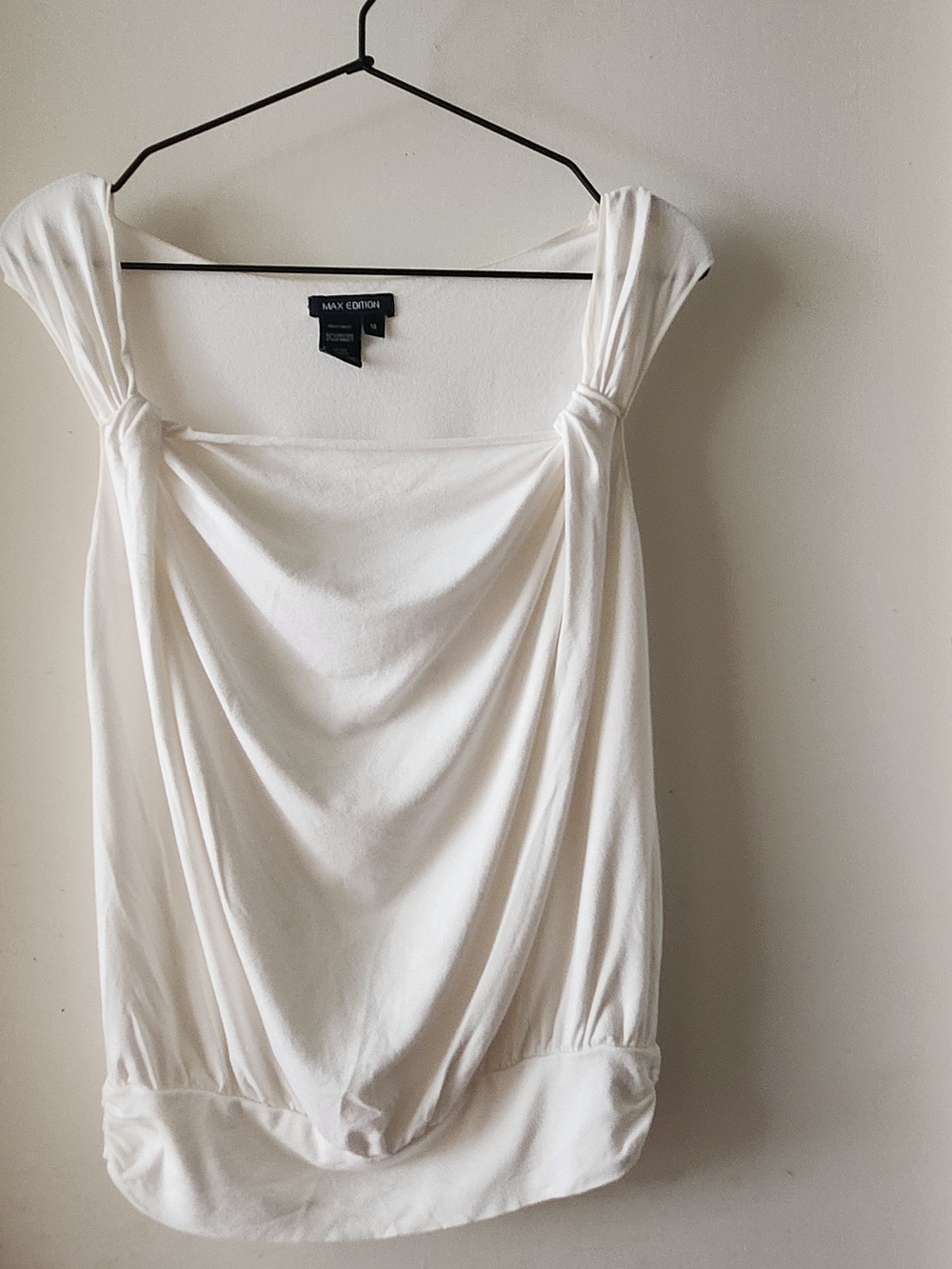 Max Edition White Draped Sleeveless Top